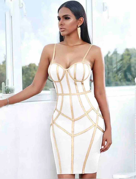 Vestido blanco con dorado